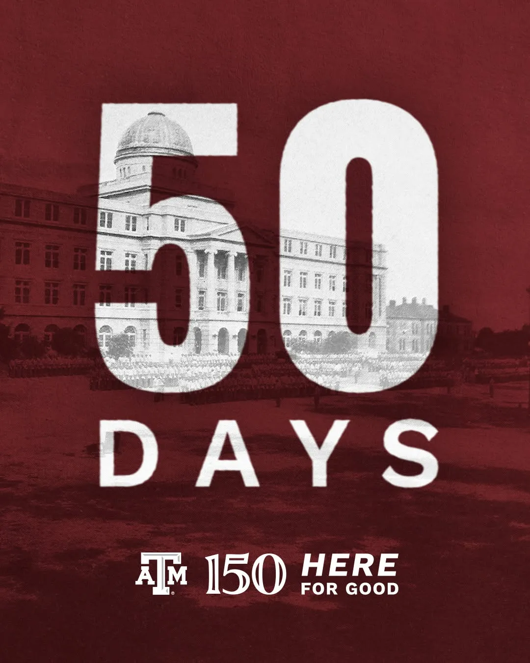 The countdown is on to one of the biggest celebrations in Texas A&M history.
On October 4, we mark 150 years of service, leadership and Aggie tradition. Mark your calendars and grab your maroon! 👍
Link in bio.