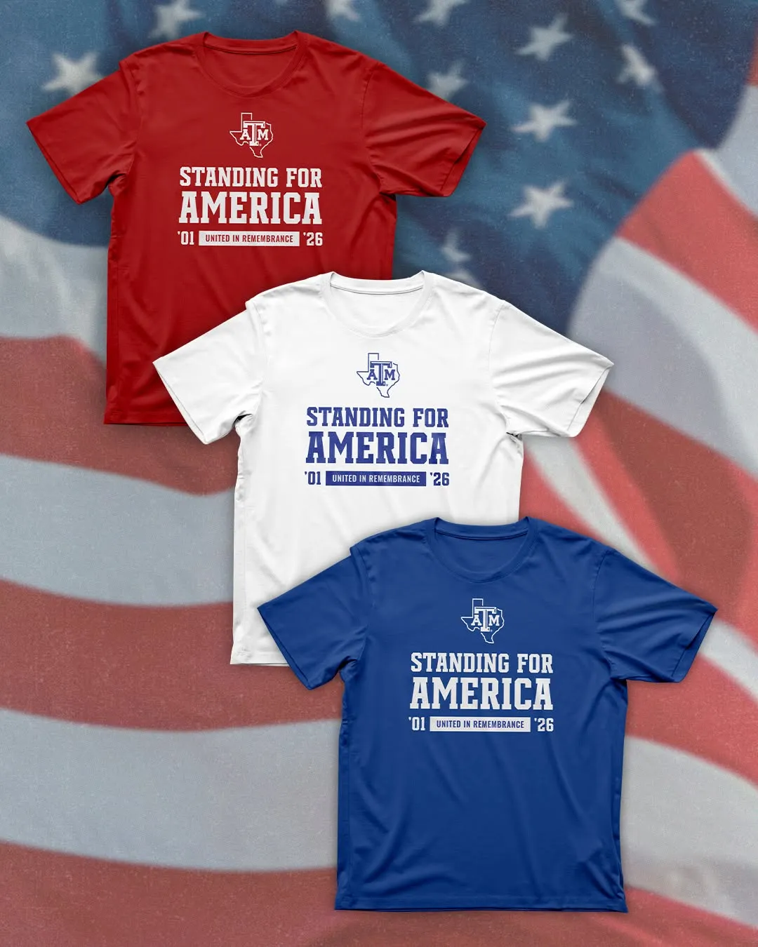 Standing For America, Together.
Shirts for the Red, White and Blue game will be available for purchase at The Warehouse beginning Friday, Aug. 14, and at Aggieland Outfitters early next week.
In coordination with @tamumaroonout, a portion of proceeds from shirt sales will support the expansion of the Hall of Honor within the Memorial Student Center. The renovation will permanently recognize Matthew Williams ’25, the ninth Aggie to receive the Medal of Honor and ensure future Aggie recipients can be honored within this memorial.
#StandingForAmerica #TAMU
