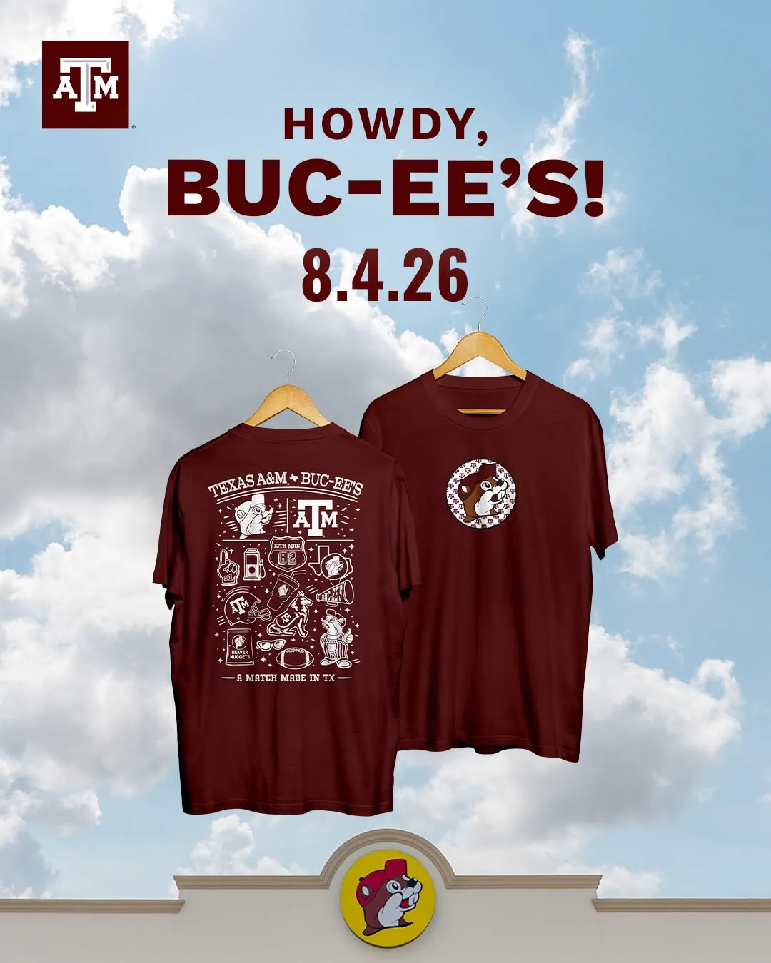 Together, we're building something bigger than a collaboration. As two iconic Texas brands rooted in shared values, Texas A&M and @bucees are creating new opportunities to inspire innovation, invest in students and help shape the future of Texas and beyond.
The inaugural co-branded T-shirt is just the beginning of what's ahead and is available exclusively in Buc-ee's stores and at the Texas A&M Barnes & Noble Campus Bookstore. 👍
Learn more at the link in bio.